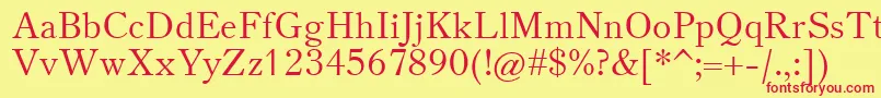 Więcej informacji o czcionce TheanoOldStyleRegular Czcionka TheanoOldStyleRegular – czerwone czcionki na żółtym tle