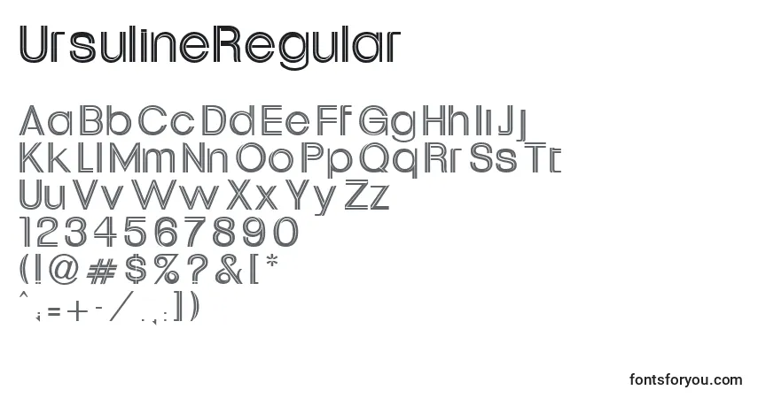 UrsulineRegularフォント–アルファベット、数字、特殊文字