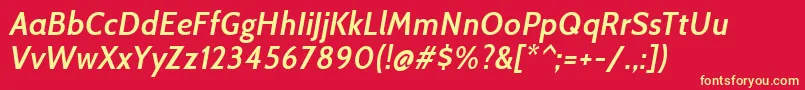 CabinSemibolditalic Font – Yellow Fonts on Red Background