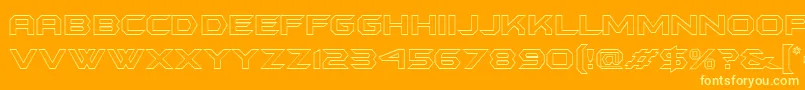 Batmfo-Schriftart – Gelbe Schriften auf orangefarbenem Hintergrund