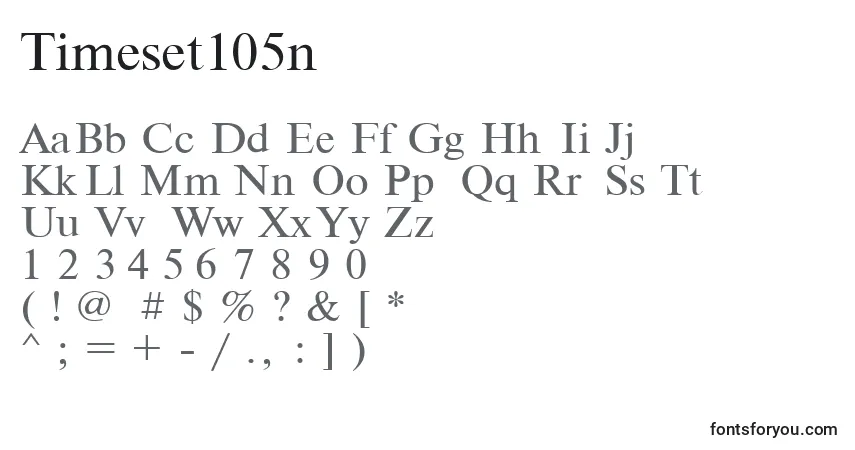 A fonte Timeset105n – alfabeto, números, caracteres especiais