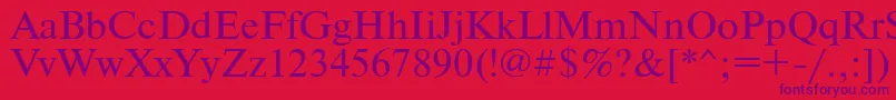 Timeset105n Font – Purple Fonts on Red Background