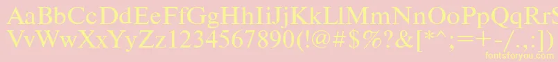 Timeset105n-Schriftart – Gelbe Schriften auf rosa Hintergrund