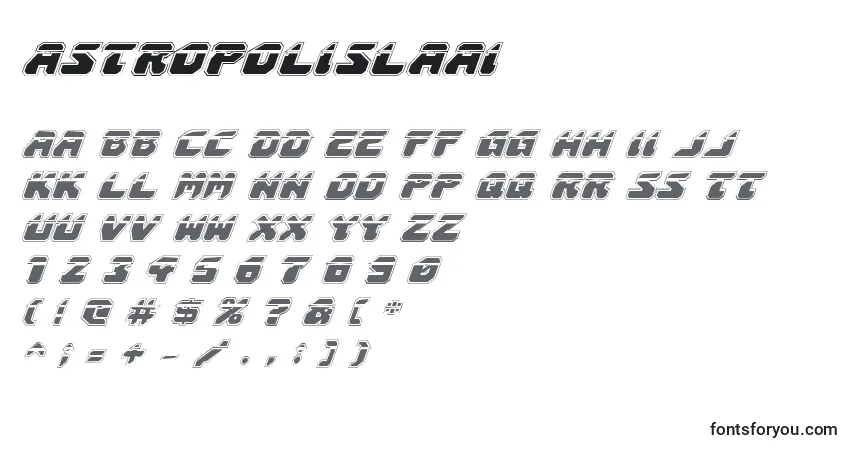 Schriftart Astropolislaai – Alphabet, Zahlen, spezielle Symbole