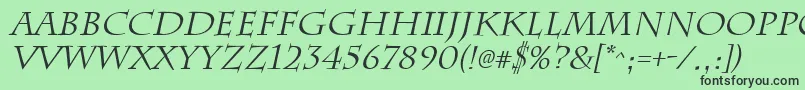 Fonte ChattsworthItalic – fontes pretas em um fundo verde