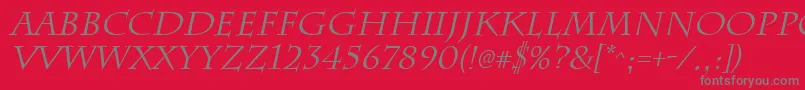 Fonte ChattsworthItalic – fontes cinzas em um fundo vermelho