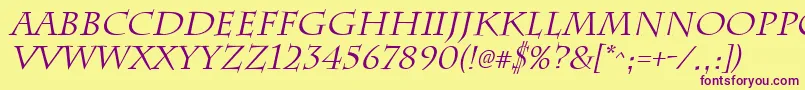 ChattsworthItalic Font – Purple Fonts on Yellow Background