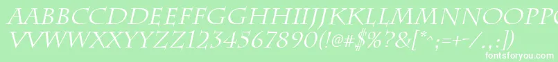 Fonte ChattsworthItalic – fontes brancas em um fundo verde