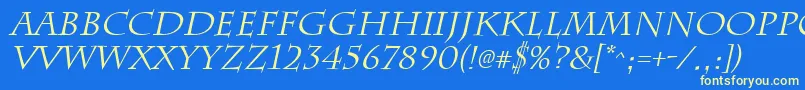 Fonte ChattsworthItalic – fontes amarelas em um fundo azul