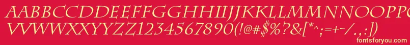 Fonte ChattsworthItalic – fontes amarelas em um fundo vermelho