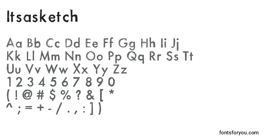 A fonte Itsasketch (95936) – alfabeto, números, caracteres especiais