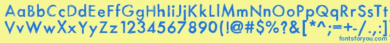 Itsasketch-fontti – siniset fontit keltaisella taustalla