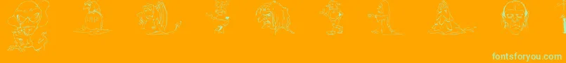 DtMiXYvs-Schriftart – Grüne Schriften auf orangefarbenem Hintergrund