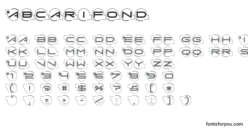 Czcionka Abcarifond – alfabet, cyfry, specjalne znaki