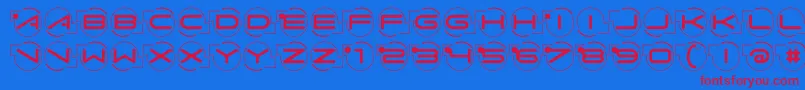 Czcionka Abcarifond – czerwone czcionki na niebieskim tle