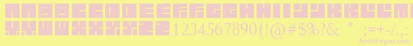 LettresCarrРІes Font – Pink Fonts on Yellow Background