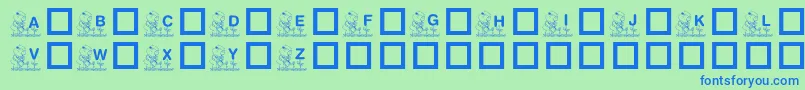 KrGardenForSue Font – Blue Fonts on Green Background