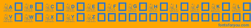 KrGardenForSue Font – Blue Fonts on Orange Background