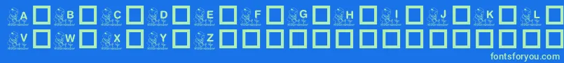 KrGardenForSue Font – Green Fonts on Blue Background