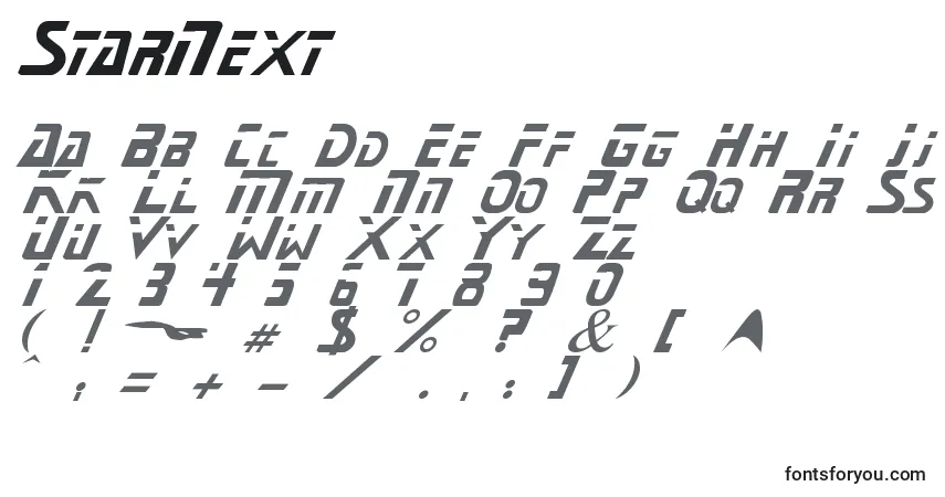 Fuente StarNext - alfabeto, números, caracteres especiales