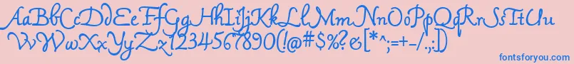 Więcej informacji o czcionce MamaScript Czcionka MamaScript – niebieskie czcionki na różowym tle