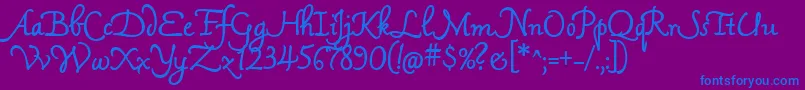 MamaScript Font – Blue Fonts on Purple Background