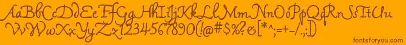MamaScript-Schriftart – Braune Schriften auf orangefarbenem Hintergrund