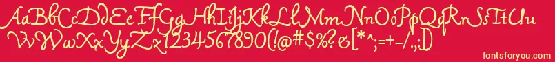 MamaScript-Schriftart – Gelbe Schriften auf rotem Hintergrund
