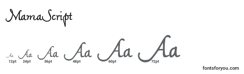 MamaScript Font Sizes
