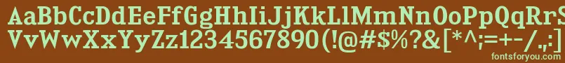 フォントKingsbridgeSb – 緑色の文字が茶色の背景にあります。
