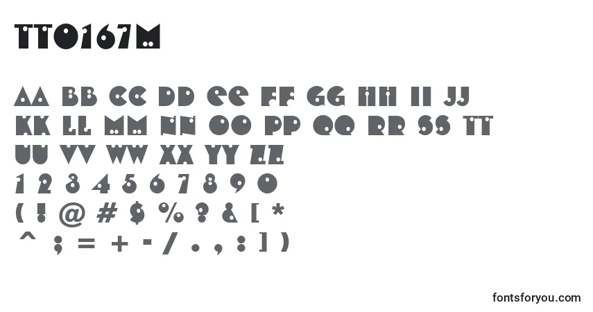 A fonte Tt0167m – alfabeto, números, caracteres especiais