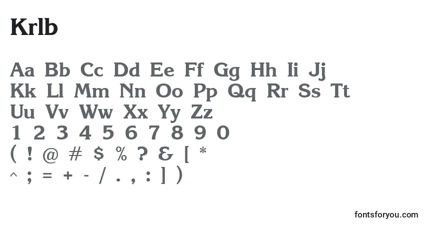 Czcionka Krlb – alfabet, cyfry, specjalne znaki