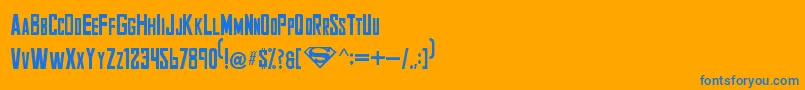 Smallville1-Schriftart – Blaue Schriften auf orangefarbenem Hintergrund