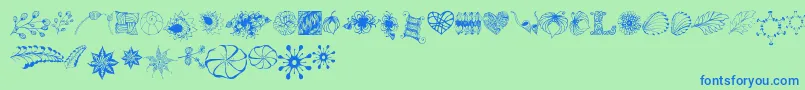 Digistampsone-Schriftart – Blaue Schriften auf grünem Hintergrund