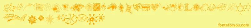 Digistampsone-fontti – oranssit fontit keltaisella taustalla
