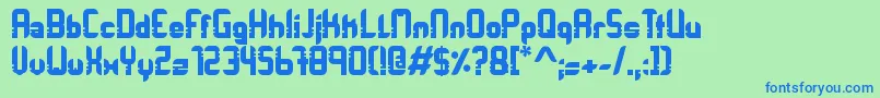 Orbitracer-Schriftart – Blaue Schriften auf grünem Hintergrund