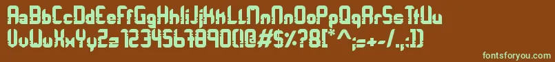 フォントOrbitracer – 緑色の文字が茶色の背景にあります。