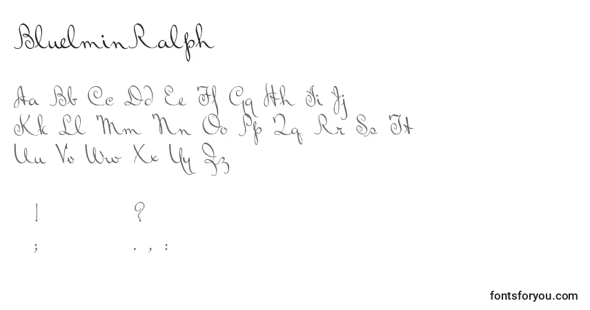 Schriftart BluelminRalph (95955) – Alphabet, Zahlen, spezielle Symbole