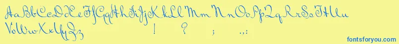 BluelminRalph-Schriftart – Blaue Schriften auf gelbem Hintergrund