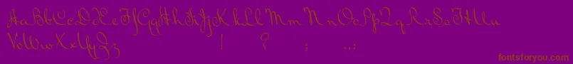 フォントBluelminRalph – 紫色の背景に茶色のフォント