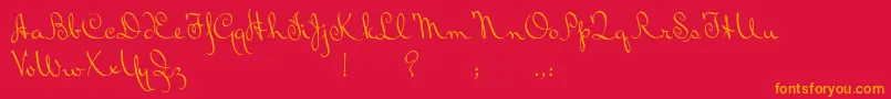 フォントBluelminRalph – 赤い背景にオレンジの文字