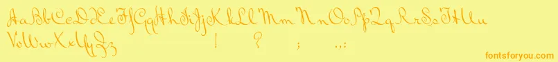 フォントBluelminRalph – オレンジの文字が黄色の背景にあります。