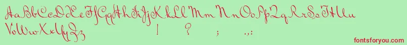 BluelminRalph-Schriftart – Rote Schriften auf grünem Hintergrund