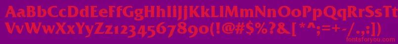 フォントFrizQuadrataOsTtBold – 紫の背景に赤い文字