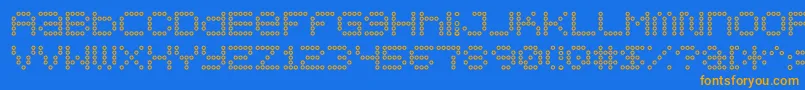 フォント5x5dotso – オレンジ色の文字が青い背景にあります。