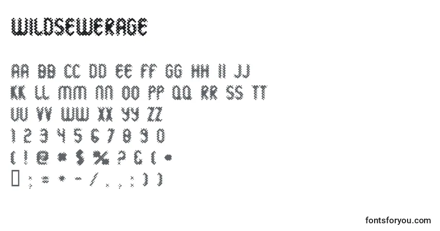 WildSewerage-fontti – aakkoset, numerot, erikoismerkit