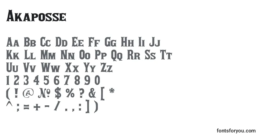 Schriftart Akaposse – Alphabet, Zahlen, spezielle Symbole