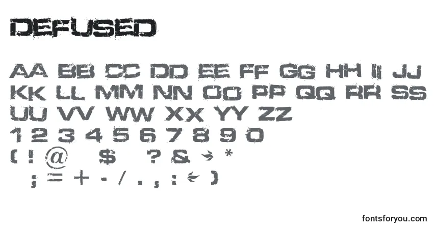 A fonte Defused – alfabeto, números, caracteres especiais