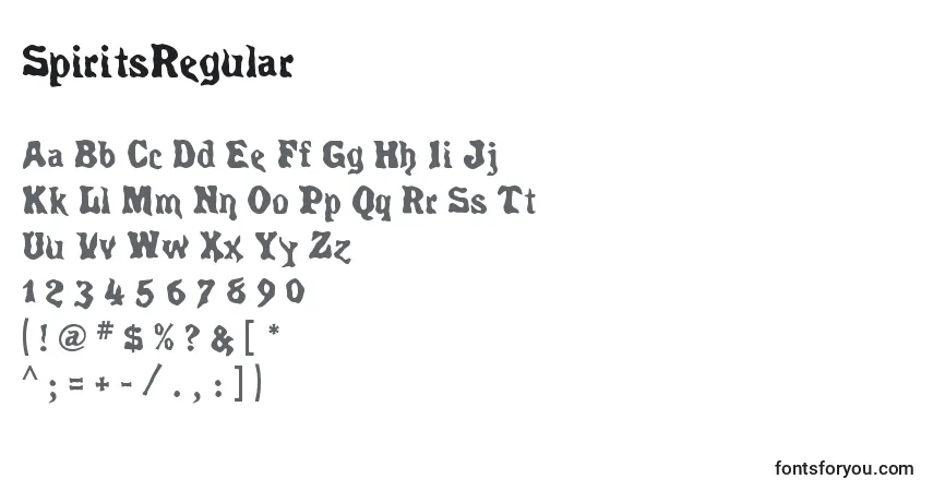 Schriftart SpiritsRegular – Alphabet, Zahlen, spezielle Symbole