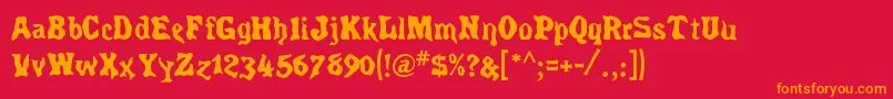 フォントSpiritsRegular – 赤い背景にオレンジの文字
